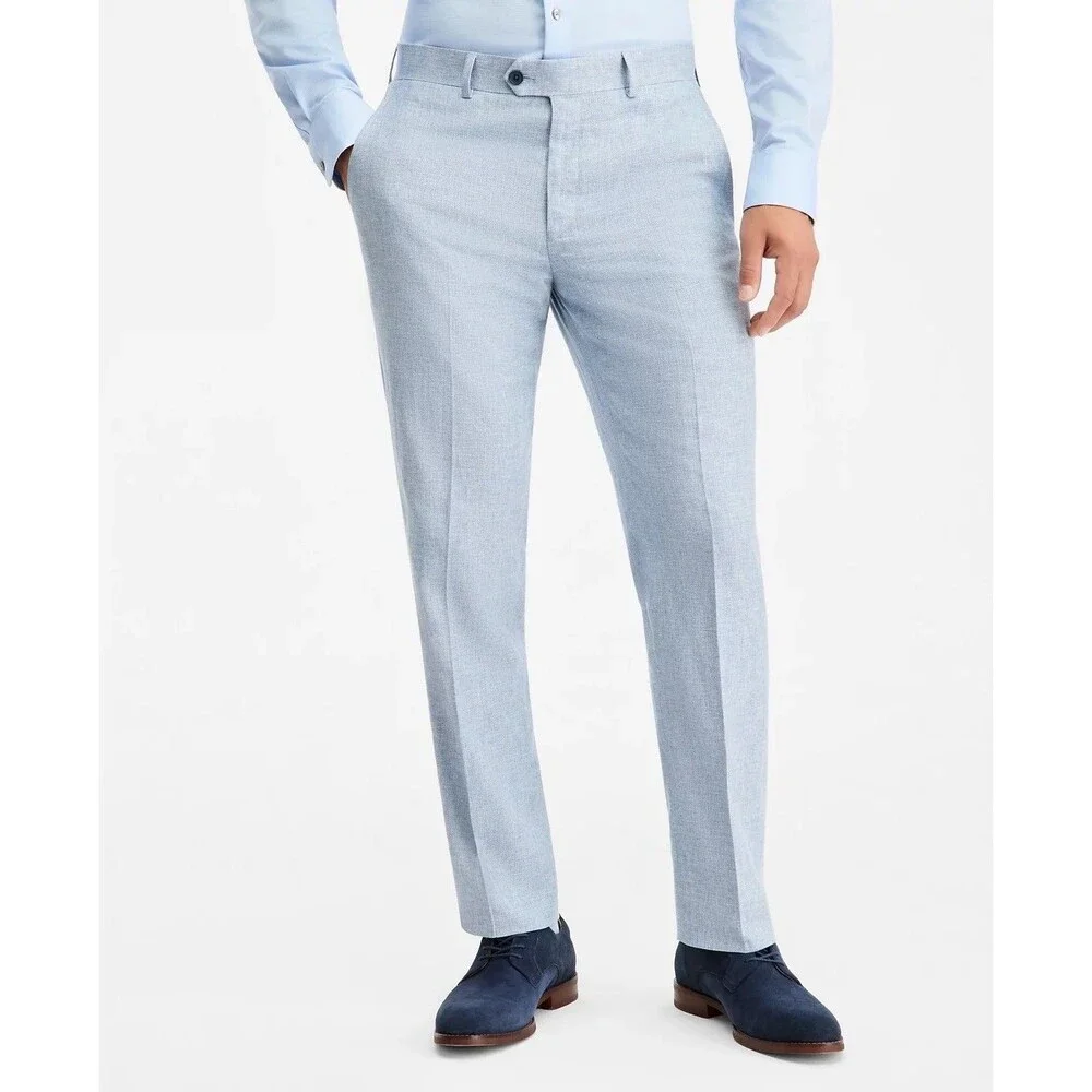 $495 NEW BAR III MENS 38R BLUE LINEN SLIM 2 PIECE SUIT WITH DRESS PANTS 30X30